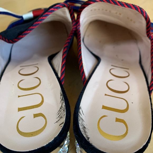 GUCCI Black velvet, web bow, bee/star mule, 40/10. PG - Picture 6 of 9